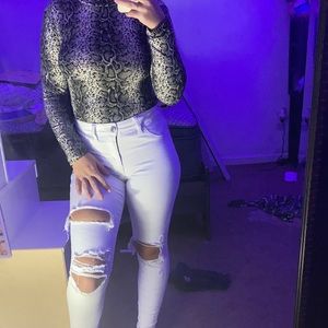 snakeskin long sleeve turtle neck